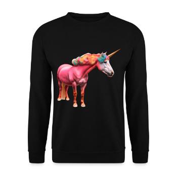Colorful curly unicorn - Unisex Sweatshirt - black - Front - Alina (178cm) & Michal (187cm)
