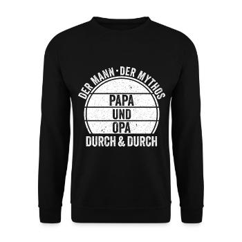 Papa Und Opa Mit Leib Und Seele - Unisex Pullover - Schwarz - Vorne - Alina (178cm) & Michal (187cm)