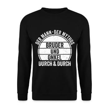 Bruder und Onkel - Unisex Pullover - Schwarz - Vorne - Alina (178cm) & Michal (187cm)