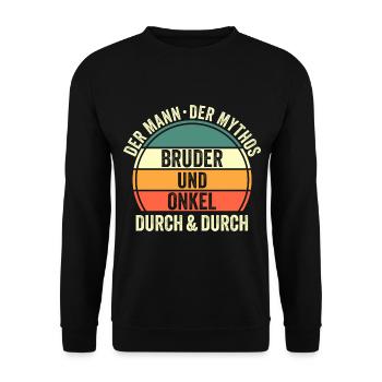 Bruder und Onkel - Unisex Pullover - Schwarz - Vorne - Alina (178cm) & Michal (187cm)