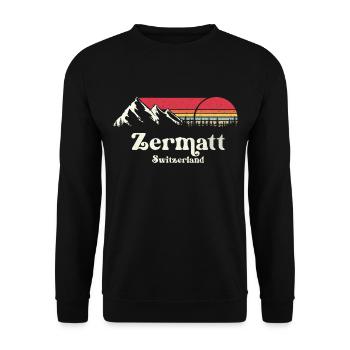 Zermatt Switzerland Hiking Skiing - Unisex Sweatshirt - black - Front - Alina (178cm) & Michal (187cm)
