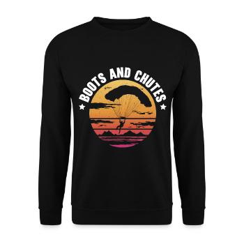 Fallschirmjäger Fallschirmspringen Fallschirmsprin - Unisex Pullover - Schwarz - Vorne - Alina (178cm) & Michal (187cm)