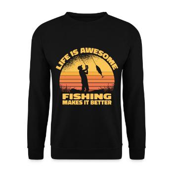 La vie est géniale – la pêche la rend meilleure - Sweat-shirt Unisexe - noir - Devant - Alina (178cm) & Michal (187cm)
