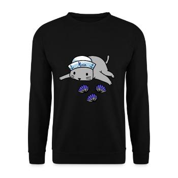 Maritim Matrose Katze Strand Muscheln Fantasy Moin - Unisex Pullover - Schwarz - Vorne - Alina (178cm) & Michal (187cm)
