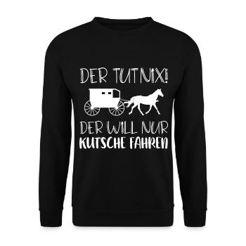 Kutscher Kutsche Pferdekutscher Kutschieren - Unisex Pullover - Schwarz - Vorne - Alina (178cm) & Michal (187cm)