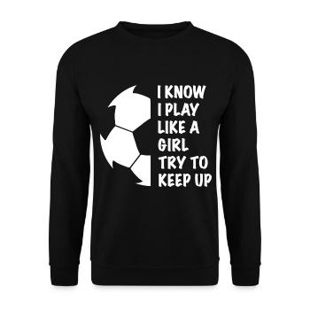 Fußball Fussball Fußballer Fußballspieler Trainer - Unisex Pullover - Schwarz - Vorne - Alina (178cm) & Michal (187cm)