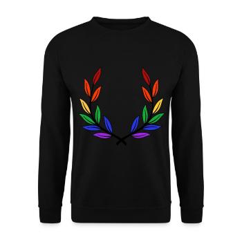 Lorbeerkranz LGBT Regenbogen Gay Pride - Unisex Pullover - Schwarz - Vorne - Alina (178cm) & Michal (187cm)