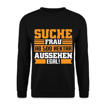 Landwirt Suche frau ab 500 hektar aussehen egal - Unisex Pullover - Schwarz - Vorne - Alina (178cm) & Michal (187cm)