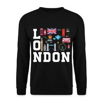London England UK Great Britain - Unisex Pullover - Schwarz - Vorne - Alina (178cm) & Michal (187cm)