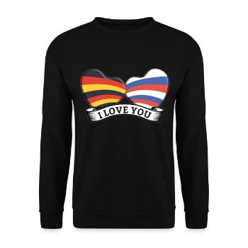 2 Hearts - Germany and Russia - Love - Unisex Sweatshirt - black - Front - Alina (178cm) & Michal (187cm)