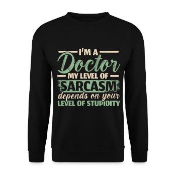 Ich bin ein Arzt Arzt Chirurg Medizinisches Stetho - Unisex Pullover - Schwarz - Vorne - Alina (178cm) & Michal (187cm)