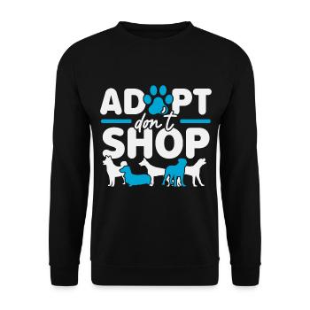 Adopt Don't Shop Tierretter Tierrechte - Unisex Pullover - Schwarz - Vorne - Alina (178cm) & Michal (187cm)