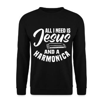Harmonica Orgue à bouche Harmoniciste Joueur d’harmonica - Sweat-shirt Unisexe - noir - Devant - Alina (178cm) & Michal (187cm)
