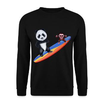 Surfing Panda and Monkey - Unisex Sweatshirt - black - Front - Alina (178cm) & Michal (187cm)