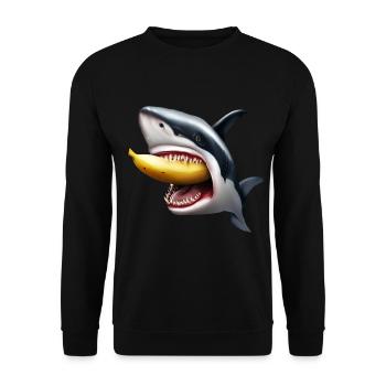 Le requin mange de la banane - Sweat-shirt Unisexe - noir - Devant - Alina (178cm) & Michal (187cm)