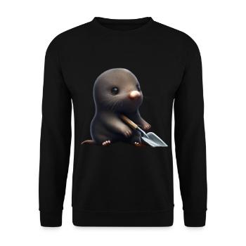 Cute mole with shovel - Unisex Sweatshirt - black - Front - Alina (178cm) & Michal (187cm)