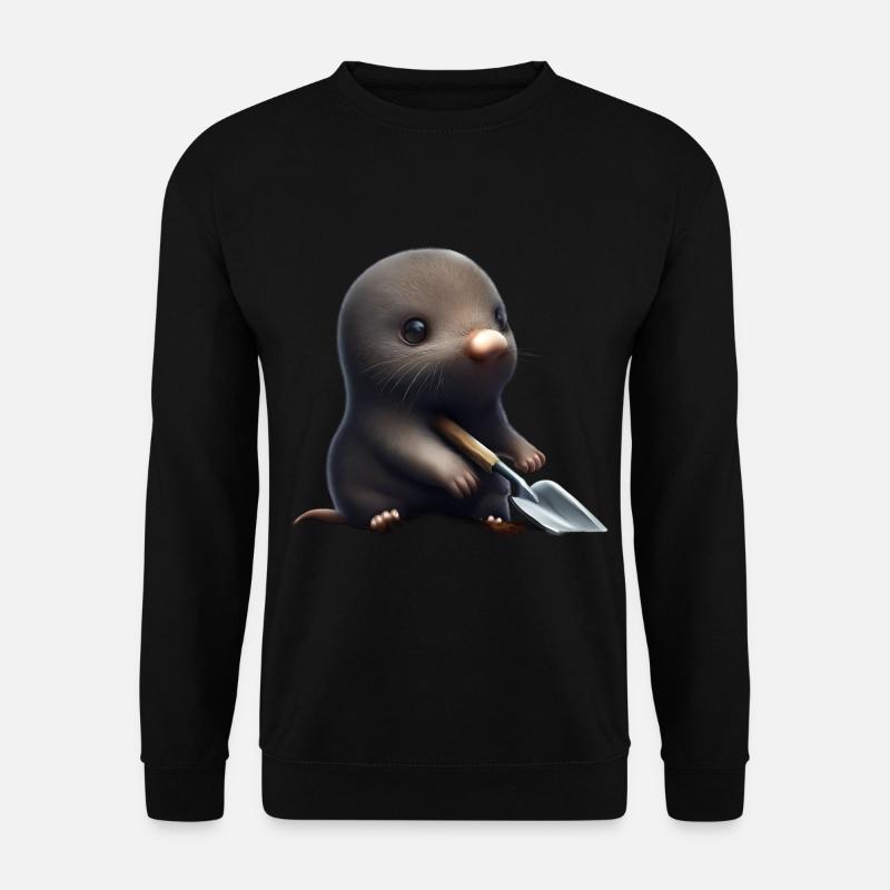 Cute mole with shovel - Unisex Sweatshirt - black
