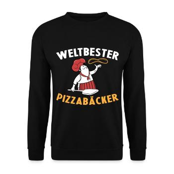 Weltbester Pizzabäcker Pizza Geschenkidee Kochen - Unisex Pullover - Schwarz - Vorne - Alina (178cm) & Michal (187cm)
