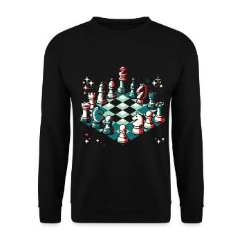 Pixel Chess Art Chess joueur cadeau - Sweat-shirt Unisexe - noir - Devant - Alina (178cm) & Michal (187cm)
