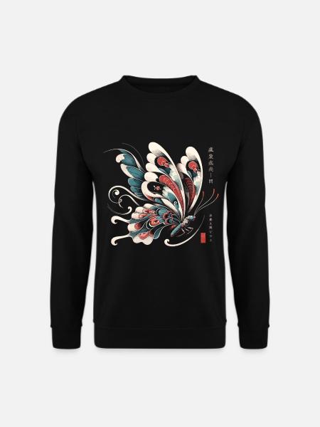 Kirschblüten Schmetterling: Japanische Ästhetik - Unisex Pullover - Schwarz