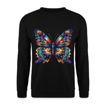 Colorful beauty: Colorful butterfly - Unisex Sweatshirt - black - Front - Alina (178cm) & Michal (187cm)