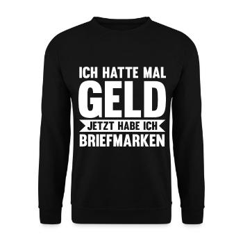 Philatelie Briefmarkensammlung Briefmarkensammler - Unisex Pullover - Schwarz - Vorne - Alina (178cm) & Michal (187cm)