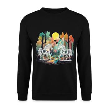 Habitants de la forêt Licornes Licornes Créatures mythiques - Sweat-shirt Unisexe - noir - Devant - Alina (178cm) & Michal (187cm)