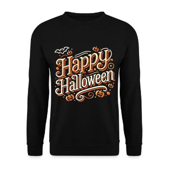 Lettrage ludique « Happy Halloween » classique - Sweat-shirt Unisexe - noir - Devant - Alina (178cm) & Michal (187cm)