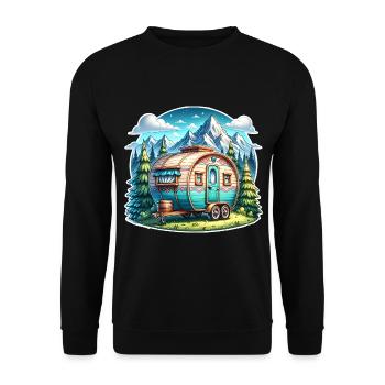 Camping Camper Caravan - Unisex Sweatshirt - black - Front - Alina (178cm) & Michal (187cm)