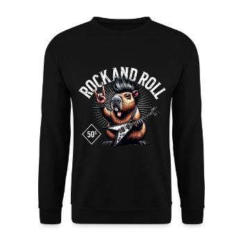 Capybara Rock and Roll Guitariste Guitare électrique - Sweat-shirt Unisexe - noir - Devant - Alina (178cm) & Michal (187cm)