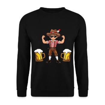 Garçon à Lederhosen Bière JGA Majorque Bavière Alcool - Sweat-shirt Unisexe - noir - Devant - Alina (178cm) & Michal (187cm)