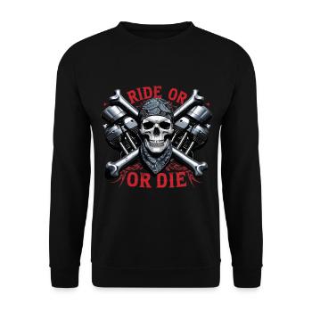 Moto Skull Ride ou Die Biker Chopper Rock - Sweat-shirt Unisexe - noir - Devant - Alina (178cm) & Michal (187cm)