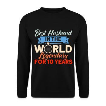 10th Wedding Anniversary Couple Design 10 Years of Marriage - Unisex Sweatshirt - black - Front - Alina (178cm) & Michal (187cm)