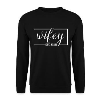 2023 Verlobung Brautdusche Hochzeit - Unisex Pullover - Schwarz - Vorne - Alina (178cm) & Michal (187cm)