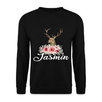 Jasmin Women Name Gift - Unisex Sweatshirt - black - Front - Alina (178cm) & Michal (187cm)