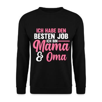 Großmutter Großmama Omi Oma - Unisex Pullover - Schwarz - Vorne - Alina (178cm) & Michal (187cm)