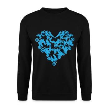 Dirtbike Motocross Heart - Dirt Bike Motocross - Unisex Pullover - Schwarz - Vorne - Alina (178cm) & Michal (187cm)