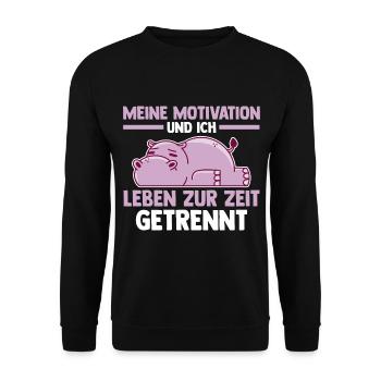 Meine Motivation und ich leben zur Zeit getrennt - Unisex Pullover - Schwarz - Vorne - Alina (178cm) & Michal (187cm)