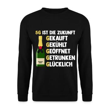 5G ist die Zukunft Sekt - Unisex Pullover - Schwarz - Vorne - Alina (178cm) & Michal (187cm)