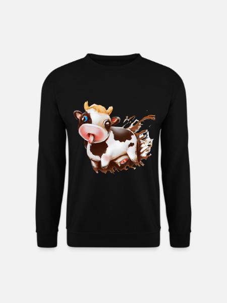 Schokoladen-Kuh mit Kakaospritzern - Unisex Pullover - Schwarz