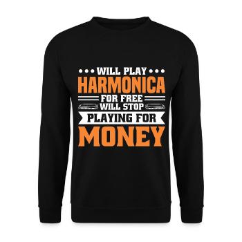 Harmonica Orgue à bouche Harmoniciste Joueur d’harmonica - Sweat-shirt Unisexe - noir - Devant - Alina (178cm) & Michal (187cm)