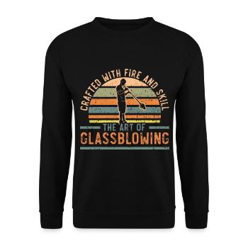 Mit Feuer und Geschick die Kunst des Glasblasens e - Unisex Pullover - Schwarz - Vorne - Alina (178cm) & Michal (187cm)