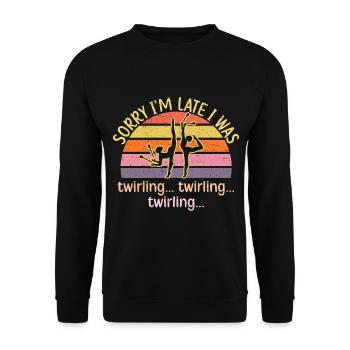Désolé d’être en retard, j’étais au T - Sweat-shirt Unisexe - noir - Devant - Alina (178cm) & Michal (187cm)