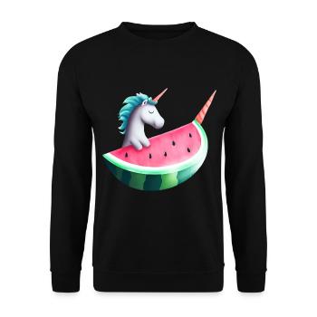 Wassermelonen Einhorn - Unisex Pullover - Schwarz - Vorne - Alina (178cm) & Michal (187cm)