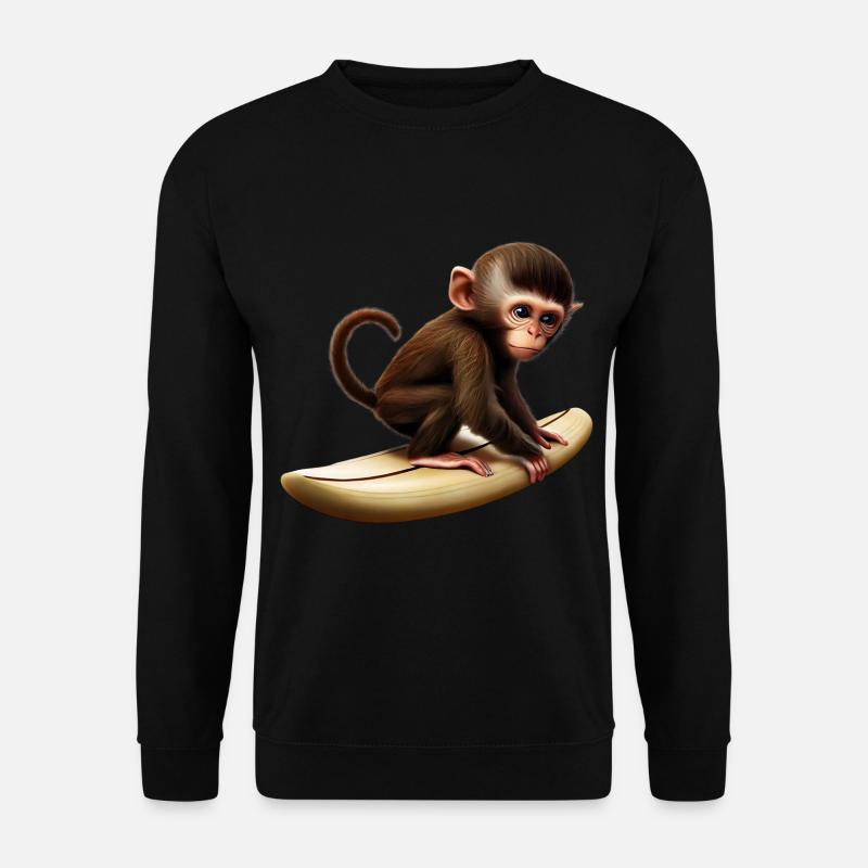 Surfer Affe - Unisex Pullover - Schwarz