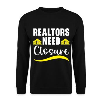 Les agents immobiliers ont besoin d’un agent immobilier de fermeture - Sweat-shirt Unisexe - noir - Devant - Alina (178cm) & Michal (187cm)