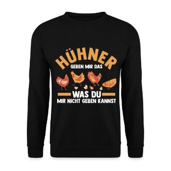Huhn Landwirt Bauernhof Hühner - Unisex Pullover - Schwarz - Vorne - Alina (178cm) & Michal (187cm)