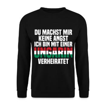 Du machst mir Keine Angst ich bin mit einer Ungari - Unisex Pullover - Schwarz - Vorne - Alina (178cm) & Michal (187cm)
