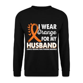 Wear orange for husband support - Unisex Sweatshirt - black - Front - Alina (178cm) & Michal (187cm)