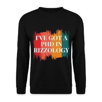 I've got a phd in Rizzology - Unisex Sweatshirt - black - Front - Alina (178cm) & Michal (187cm)